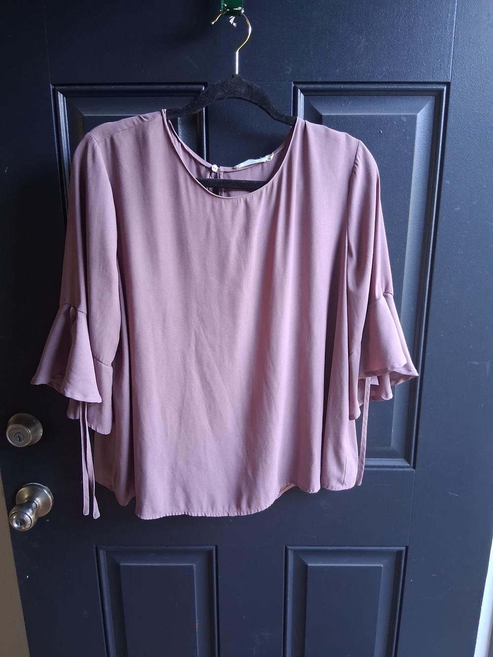 Womens Mauve Ruffle Sleeve Blouse - Lightweight Casual Top